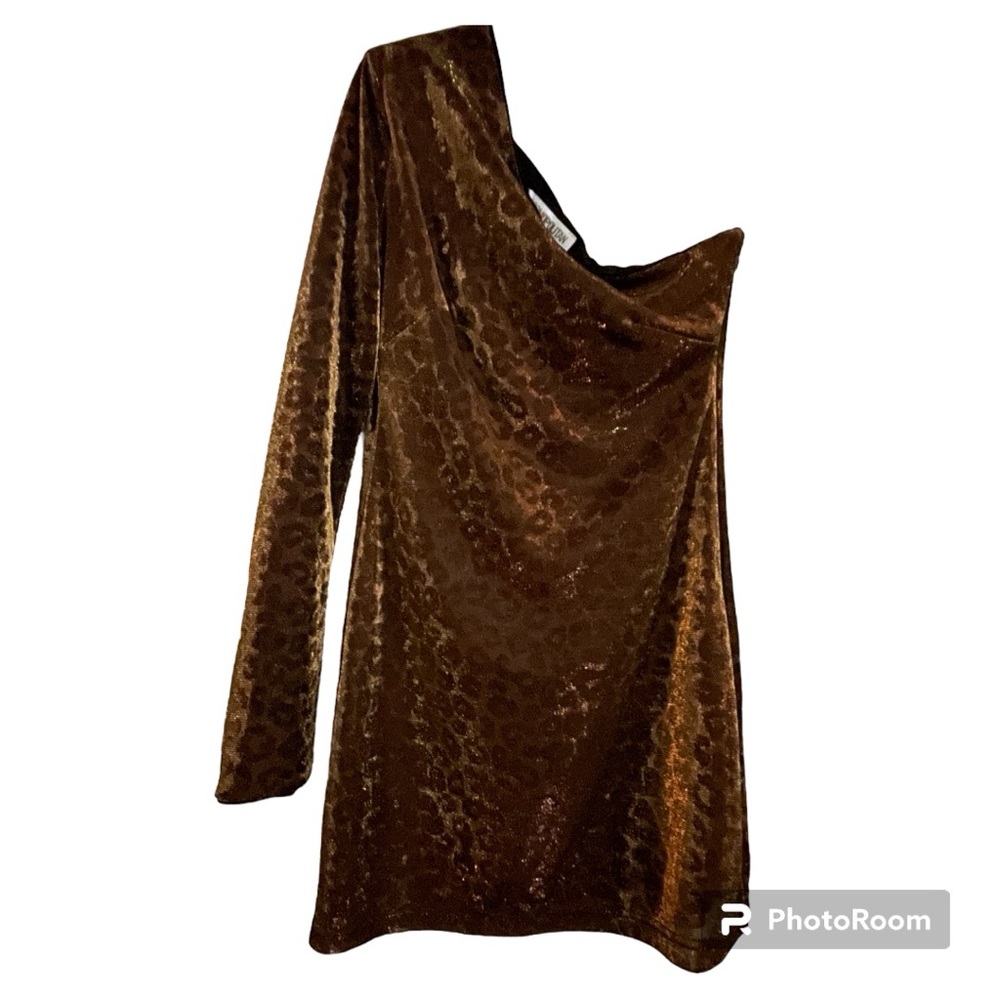 3/$18 Cosmo Dress New Years Eve Women’s Large Gold Metallic Sophie Animal Print